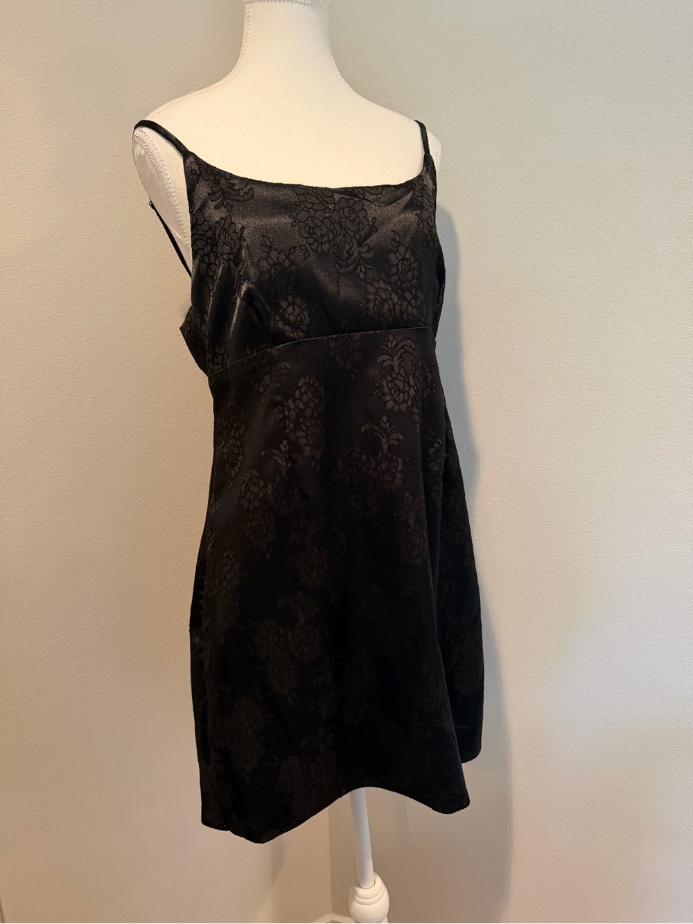 wild fable Black Satin Jacquard Slip Dress